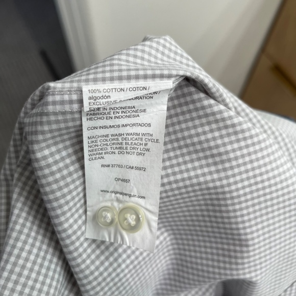 Original Penguin Short Sleeve Button Down Mens Shirt - Tan/Grey Gingham - XL - Picture 8 of 8